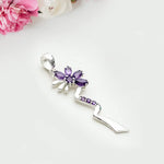 Modern Flower Pendent With Amethyst Gemstone In Solid Sterling Silver