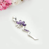 Modern Flower Pendent With Amethyst Gemstone In Solid Sterling Silver