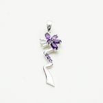 Modern Flower Pendent With Amethyst Gemstone In Solid Sterling Silver