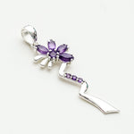 Modern Flower Pendent With Amethyst Gemstone In Solid Sterling Silver