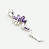 Modern Flower Pendent With Amethyst Gemstone In Solid Sterling Silver