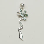 Modern Flower Pendent With Blue Topaz Gemstone In Solid Sterling Silver