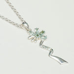 Modern Flower Pendent With Blue Topaz Gemstone In Solid Sterling Silver