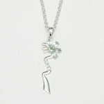 Modern Flower Pendent With Blue Topaz Gemstone In Solid Sterling Silver