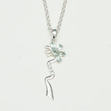 Modern Flower Pendent With Blue Topaz Gemstone In Solid Sterling Silver
