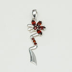Modern Flower Pendent With Garnet Gemstone In Solid Sterling Silver