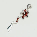 Modern Flower Pendent With Garnet Gemstone In Solid Sterling Silver