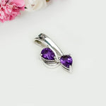 Modern Pendant With Amethyst Gemstone In Fine Sterling Silver