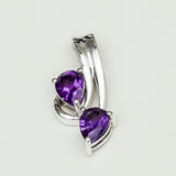 Modern Pendant With Amethyst Gemstone In Fine Sterling Silver