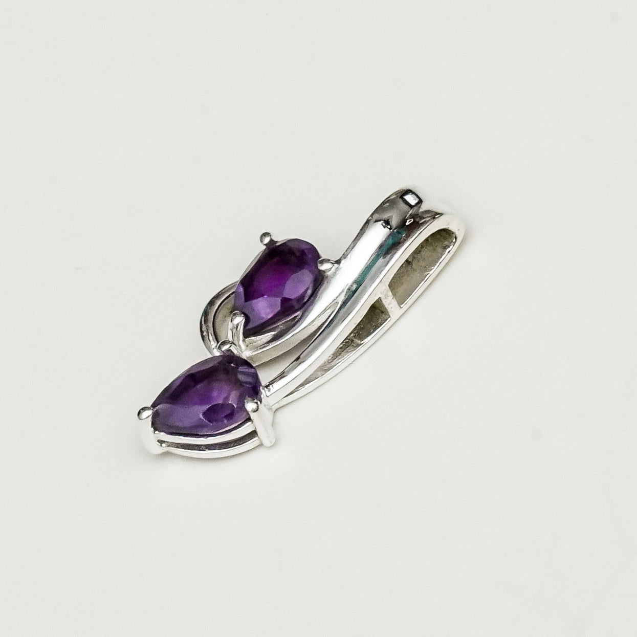Modern Pendant With Amethyst Gemstone In Fine Sterling Silver