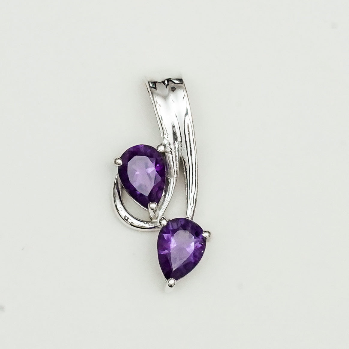 Modern Pendant With Amethyst Gemstone In Fine Sterling Silver
