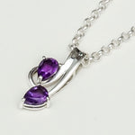 Modern Pendant With Amethyst Gemstone In Fine Sterling Silver
