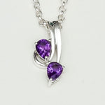 Modern Pendant With Amethyst Gemstone In Fine Sterling Silver