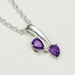 Modern Pendant With Amethyst Gemstone In Fine Sterling Silver