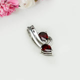 Modern Pendant With Garnet Gemstone In Fine Sterling Silver