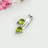 Modern Pendant With Peridot Gemstone In Fine Sterling Silver