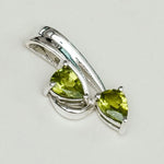 Modern Pendant With Peridot Gemstone In Fine Sterling Silver