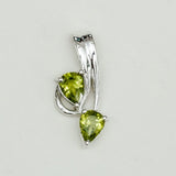 Modern Pendant With Peridot Gemstone In Fine Sterling Silver