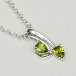 Modern Pendant With Peridot Gemstone In Fine Sterling Silver