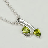 Modern Pendant With Peridot Gemstone In Fine Sterling Silver