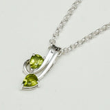 Modern Pendant With Peridot Gemstone In Fine Sterling Silver