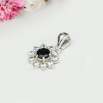 Mohnaa Flower Pendant With Black Onyx Gemstone In Fine Sterling Silver