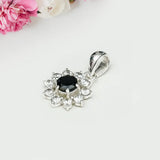 Mohnaa Flower Pendant With Black Onyx Gemstone In Fine Sterling Silver