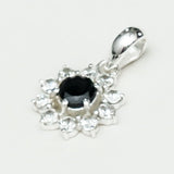 Mohnaa Flower Pendant With Black Onyx Gemstone In Fine Sterling Silver