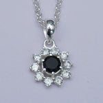 Mohnaa Flower Pendant With Black Onyx Gemstone In Fine Sterling Silver