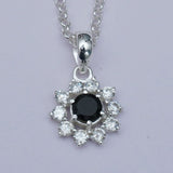 Mohnaa Flower Pendant With Black Onyx Gemstone In Fine Sterling Silver