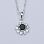 Mohnaa Flower Pendant With Black Onyx Gemstone In Fine Sterling Silver