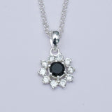 Mohnaa Flower Pendant With Black Onyx Gemstone In Fine Sterling Silver