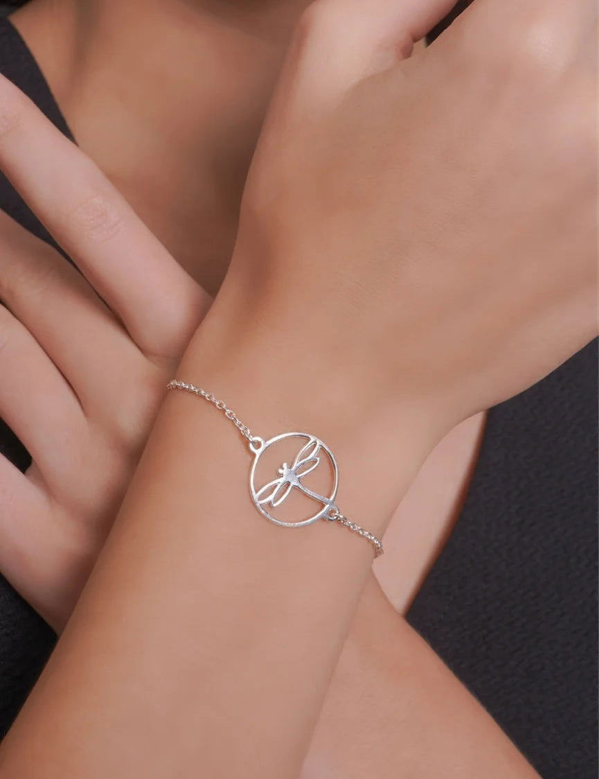 Mohnaa Minimalist Dragon Fly Bracelet in 925 Sterling Silver 401