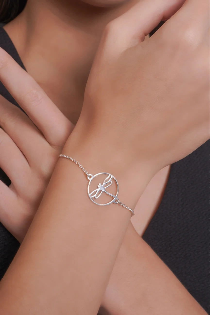 Mohnaa Minimalist Dragon Fly Bracelet in 925 Sterling Silver 401