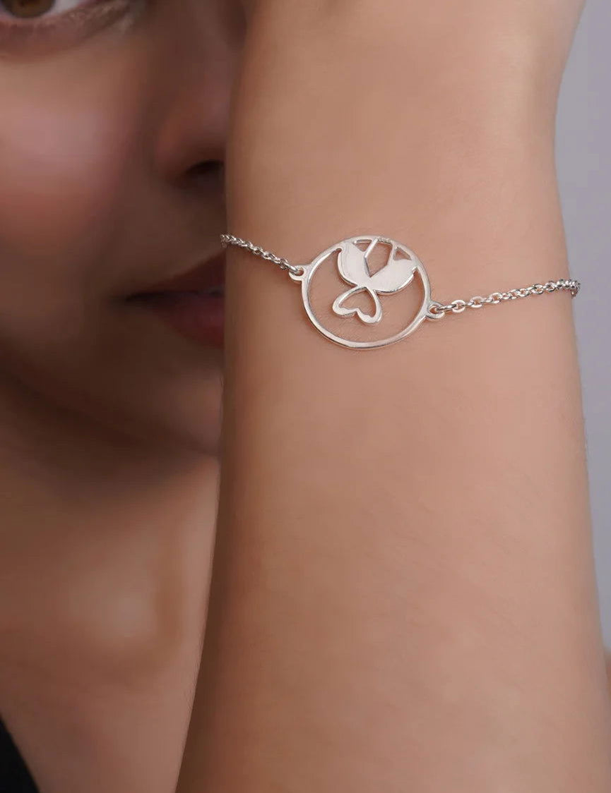 Mohnaa Minimalist Flamingo Bracelet in 925 Sterling Silver 403