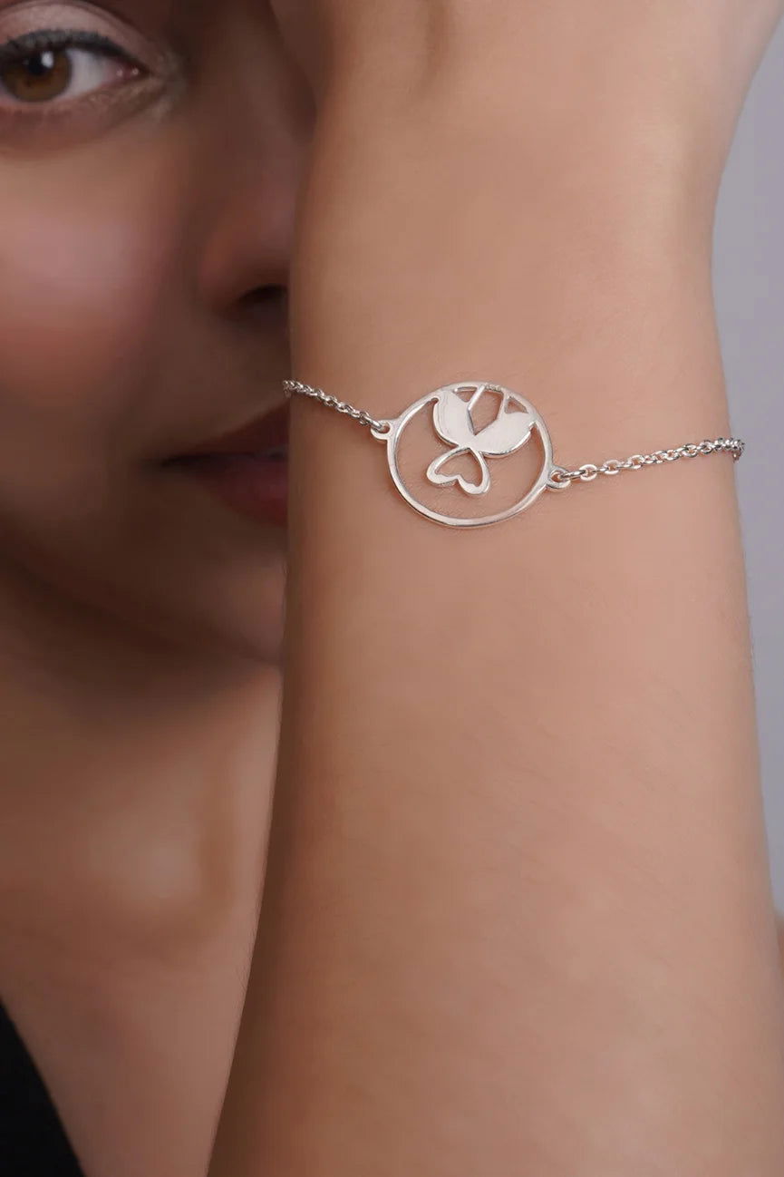 Mohnaa Minimalist Flamingo Bracelet in 925 Sterling Silver 403