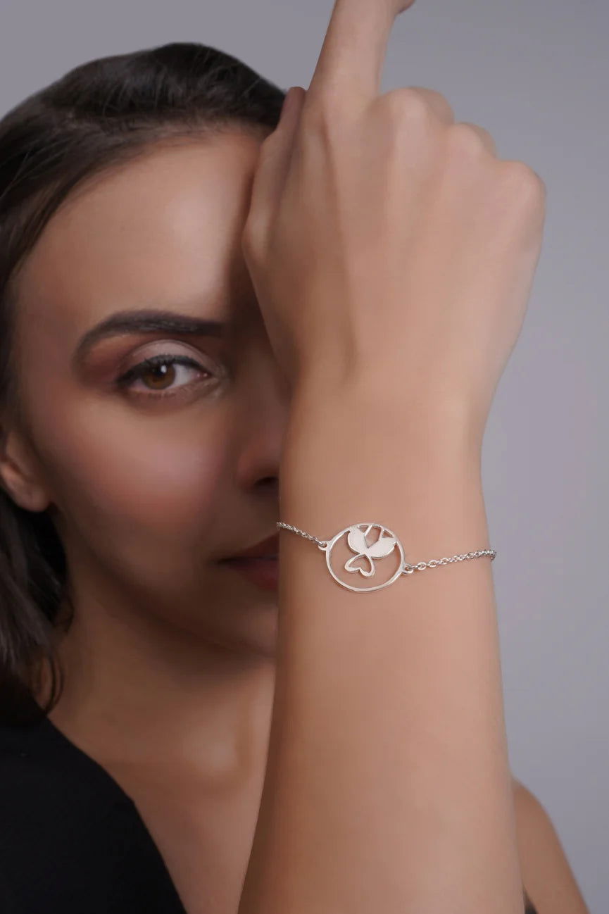Mohnaa Minimalist Flamingo Bracelet in 925 Sterling Silver 403