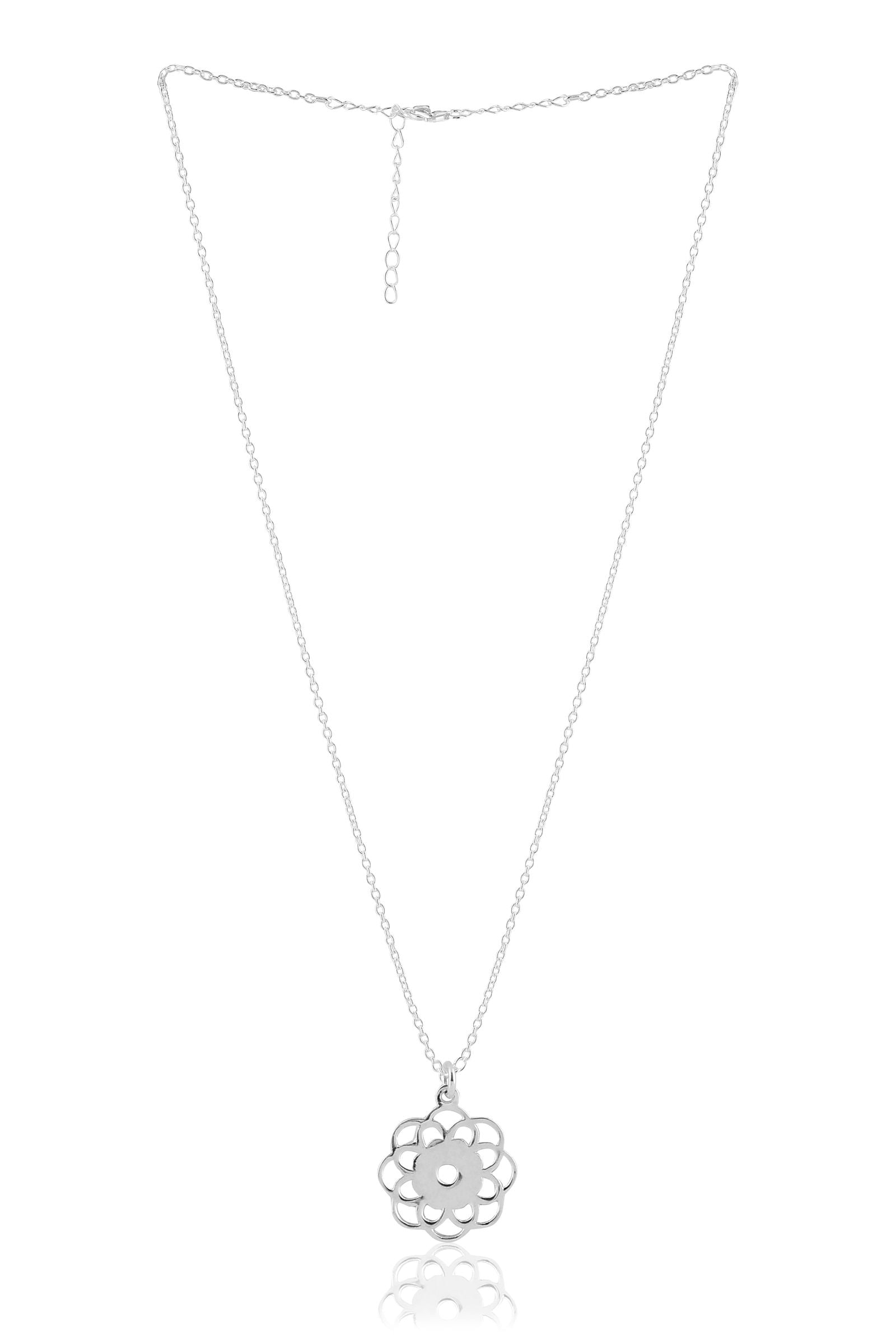 Mohnaa Minimalist Flower Necklace in 925 Sterling Silver 306