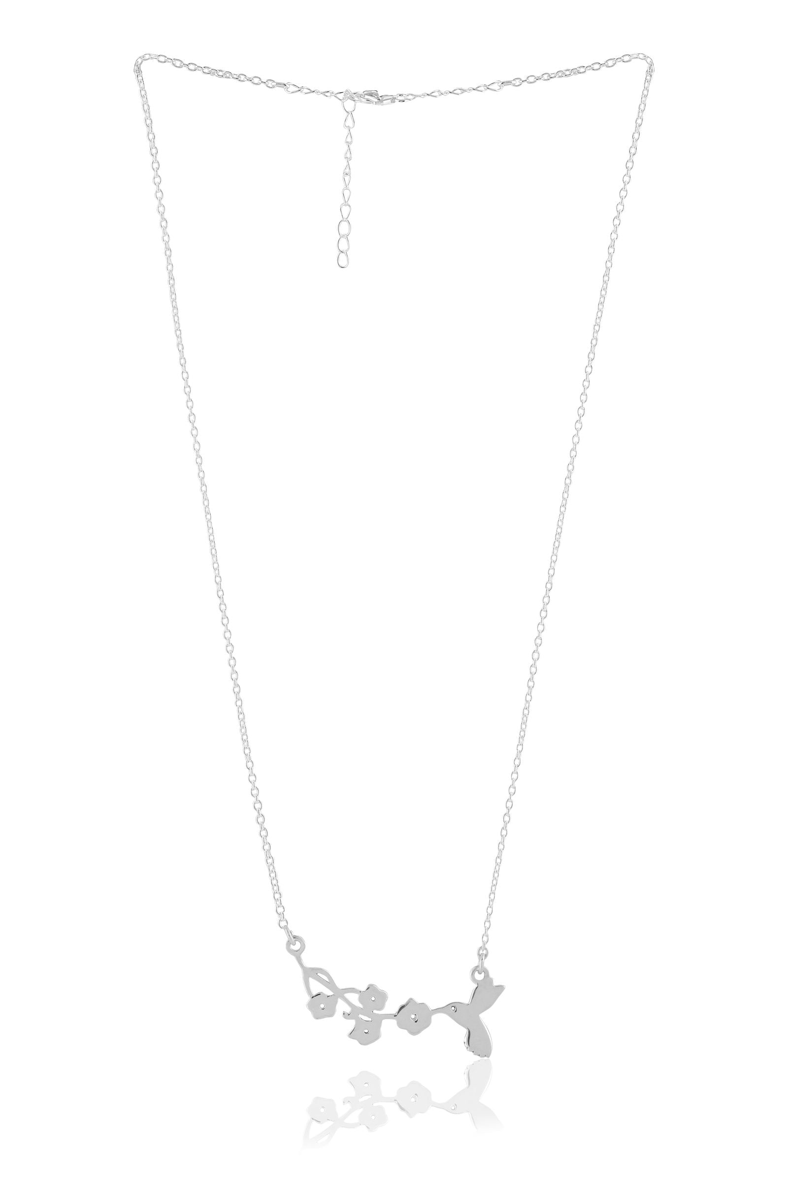 Mohnaa Minimalist Humming Bird Necklace in 925 Sterling Silver 306