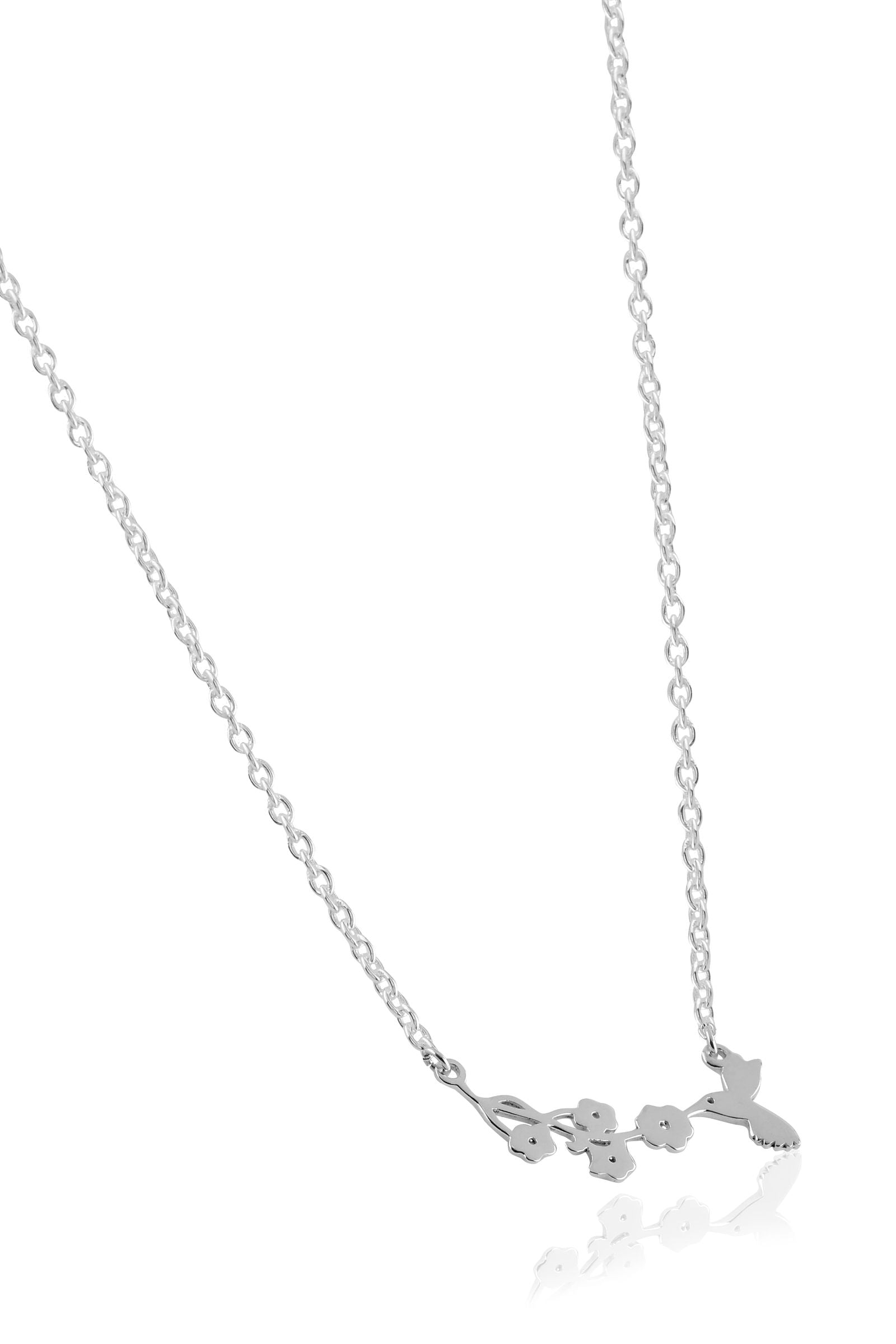 Mohnaa Minimalist Humming Bird Necklace in 925 Sterling Silver 306