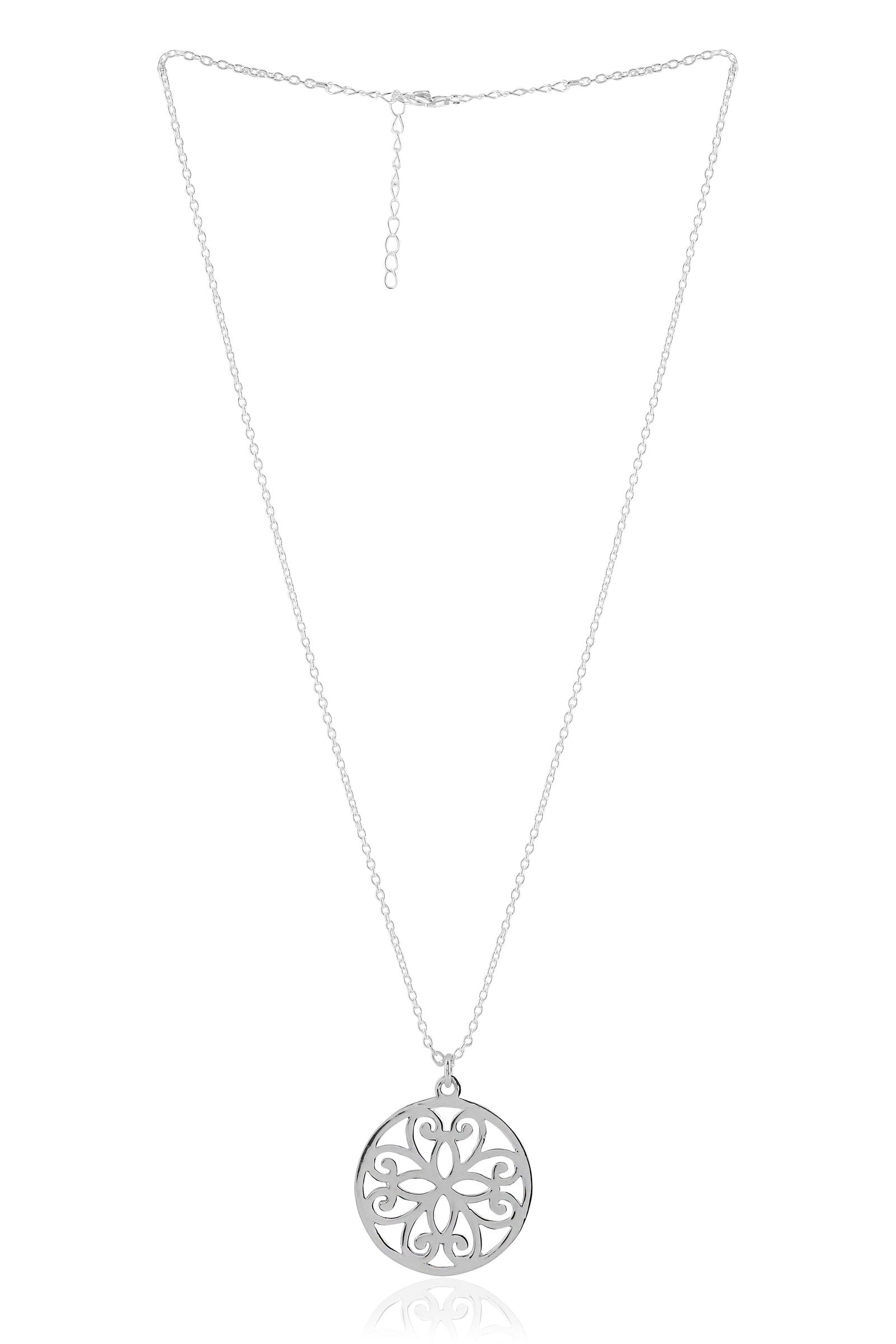 Mohnaa Minimalist Mandala Necklace in 925 Sterling Silver 304