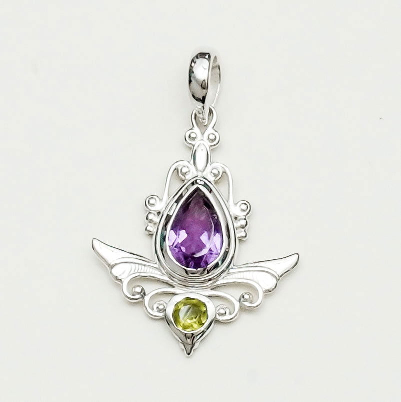 Mohnaa Silver Pendant with Amethyst Gemstone