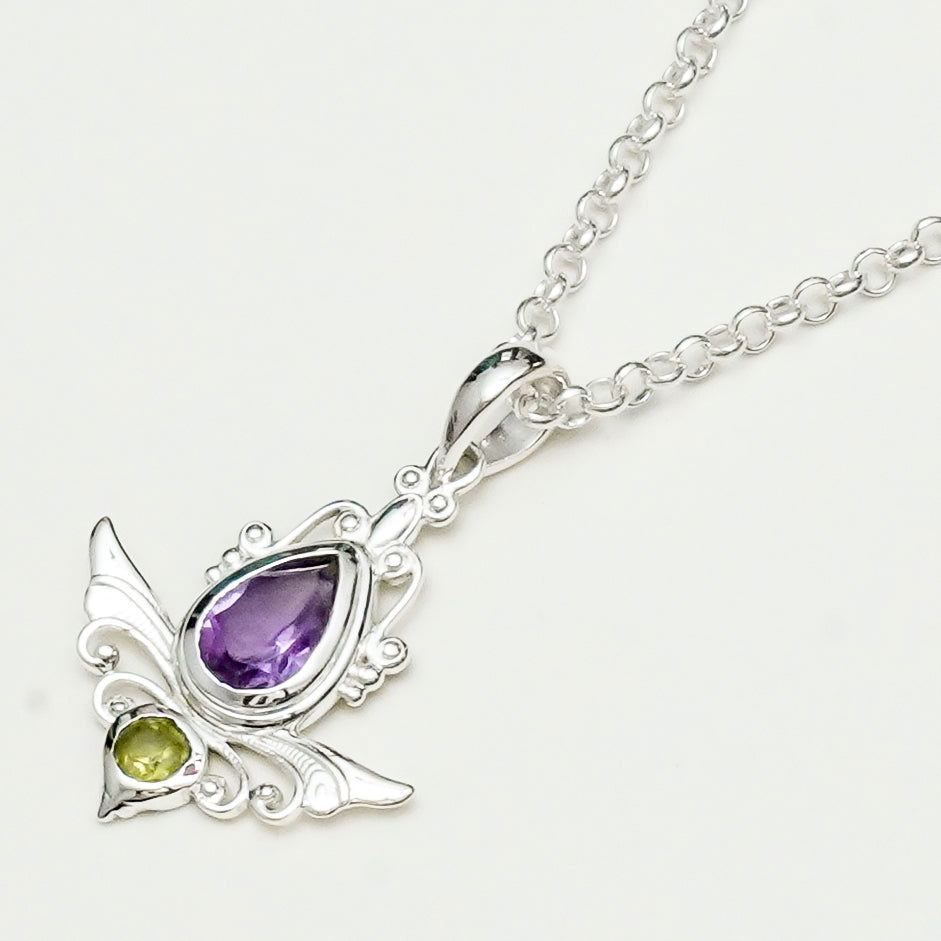 Mohnaa Silver Pendant with Amethyst Gemstone