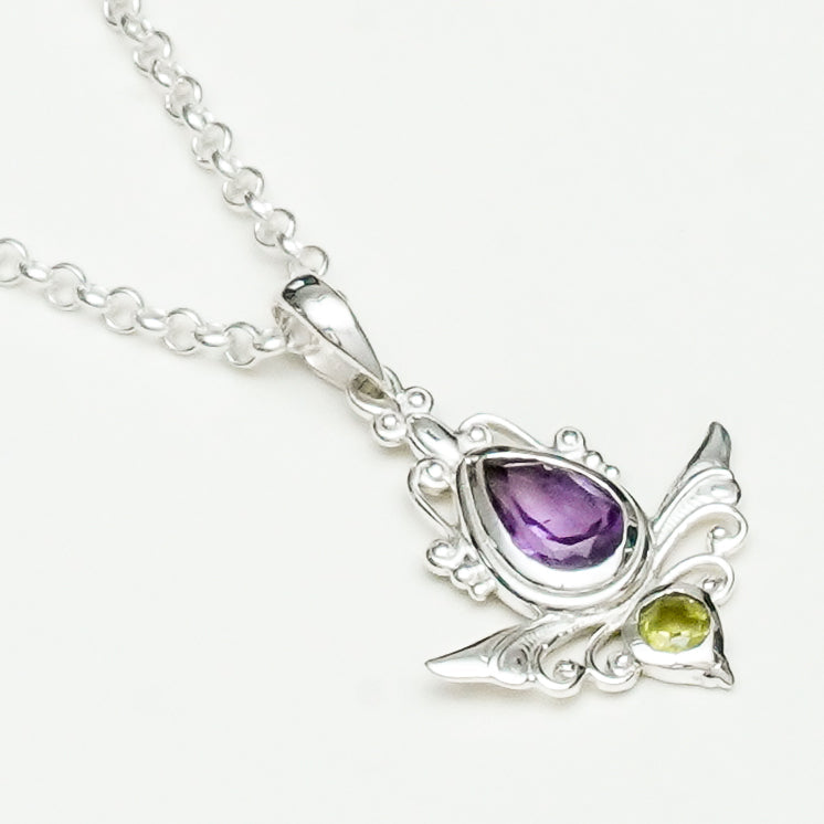 Mohnaa Silver Pendant with Amethyst Gemstone