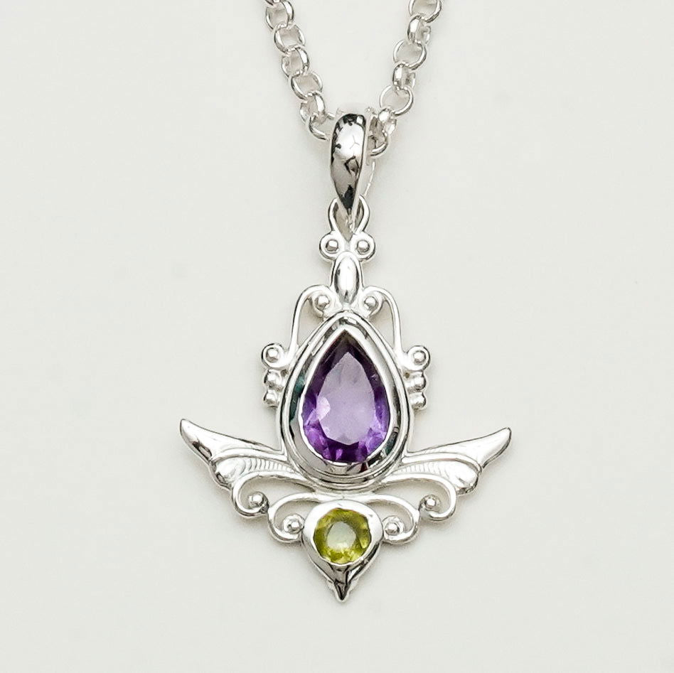 Mohnaa Silver Pendant with Amethyst Gemstone