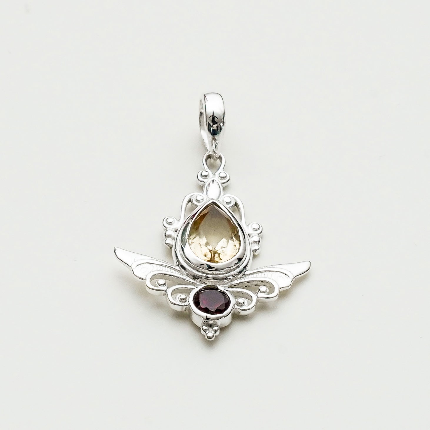 Mohnaa Silver Pendant with Citrine Gemstone