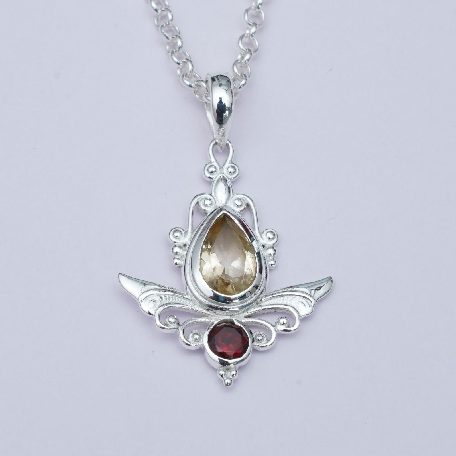 Mohnaa Silver Pendant with Citrine Gemstone