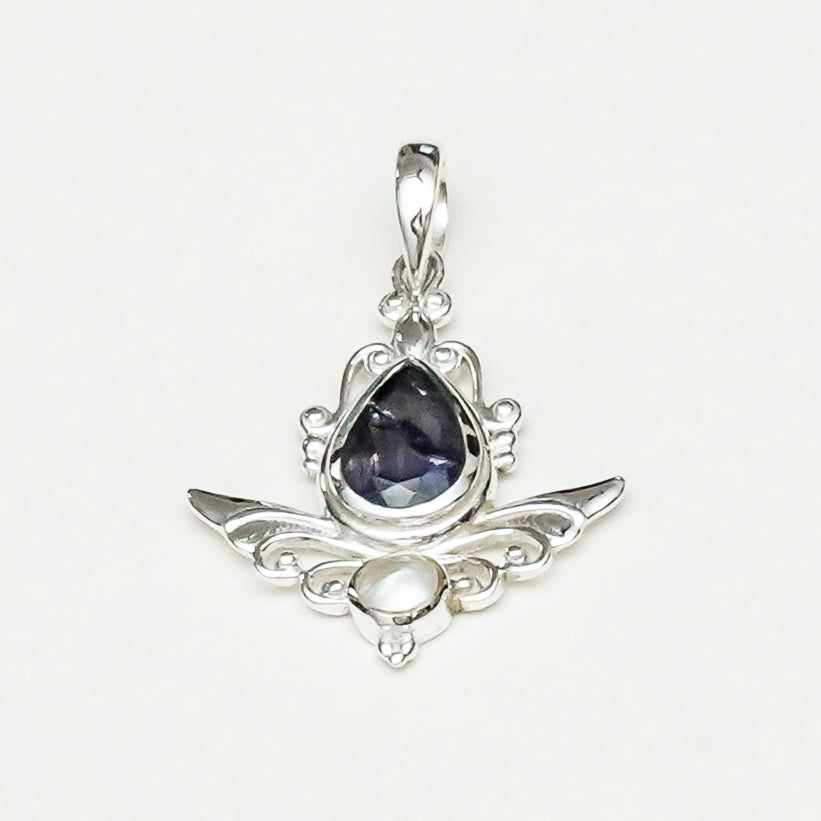 Mohnaa Silver Pendant with Lolite Gemstone