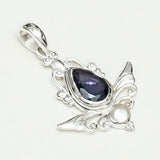 Mohnaa Silver Pendant with Lolite Gemstone