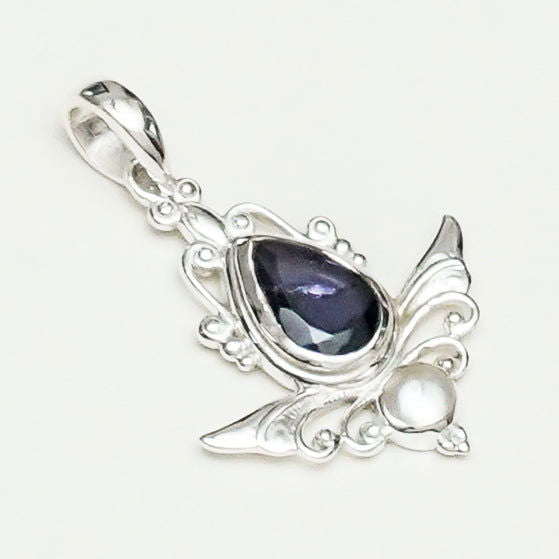 Mohnaa Silver Pendant with Lolite Gemstone